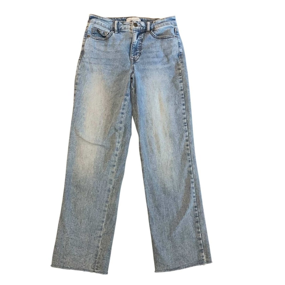Social Standard by Sanctuary High Rise Crop Straight Jeans 2 Blue Denim Raw Hem
